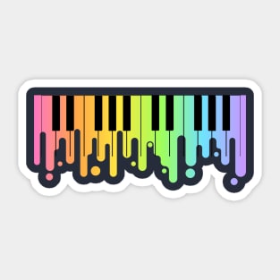 Musician Rainbow Pride Piano Melt LGBTQ Sticker